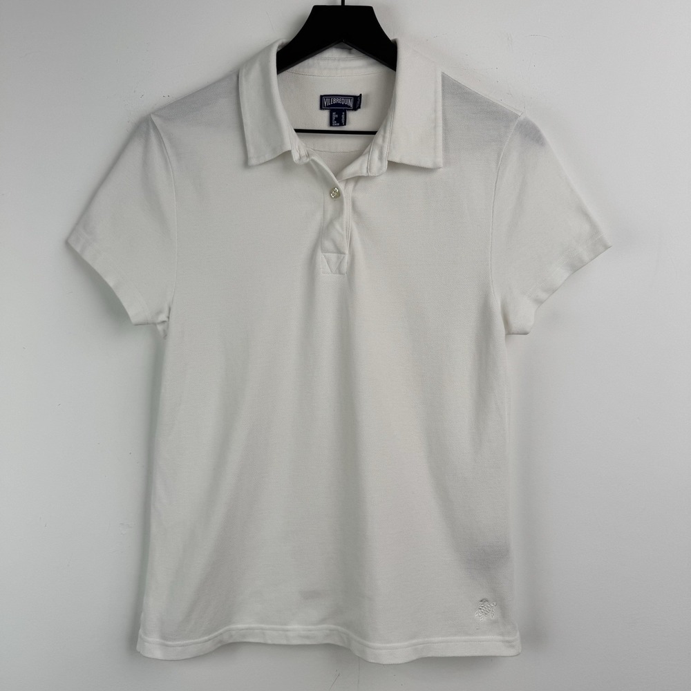 Vilebrequin Polo Shirt Womens 8 White Golf Pique Turtle Casual Short Sleeve